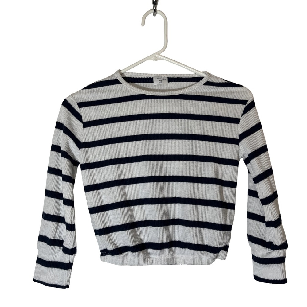 Abercrombie Kids Navy and White Striped Long Sleeve Tee